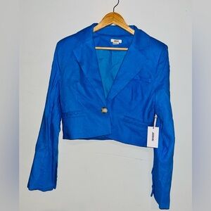 JASON WU Blazer Blue Cropped Braided Detail NWT!